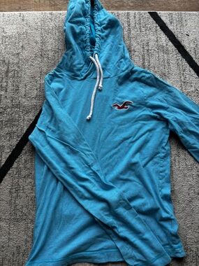 Hollister Bright Blue Hooded Sweatshirt with Chest Patch